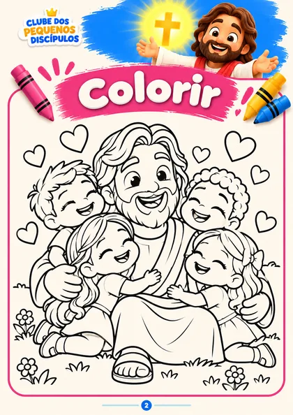 Atividade para colorir: Jesus abraçando as crianças